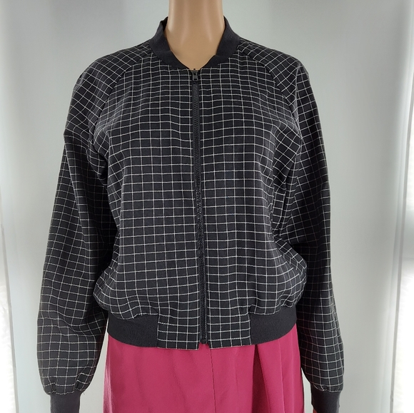 Tibi Windowpane Wool Bomber Jacket 4 - Picture 2 of 11